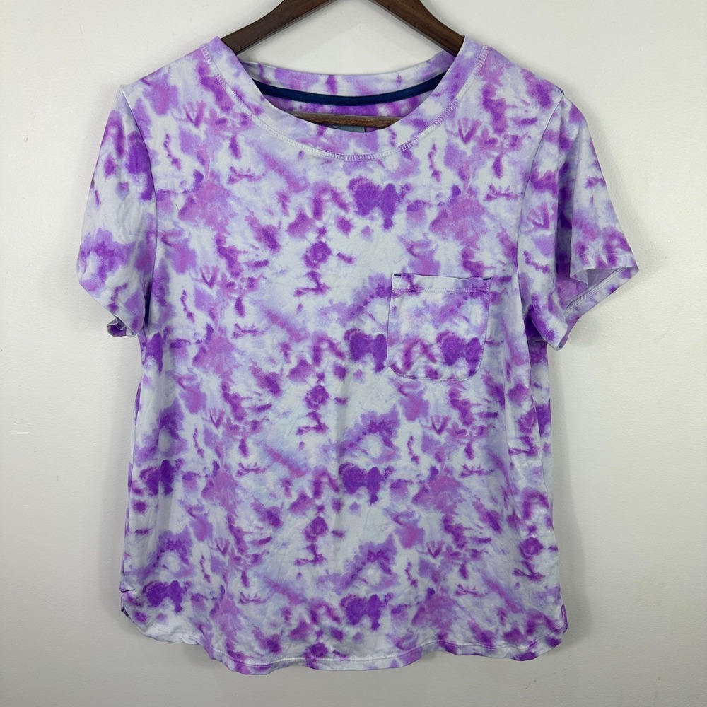 Jane and Bleecker Top Womens Small Purple Tie Dye Boho Hippie Lounge Indie Tee - Picture 1 of 7